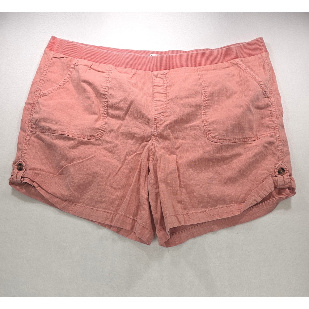 Sonoma Goods For Life Womens 2X Coral Pink Elastic Waist Slub Pull On Shorts